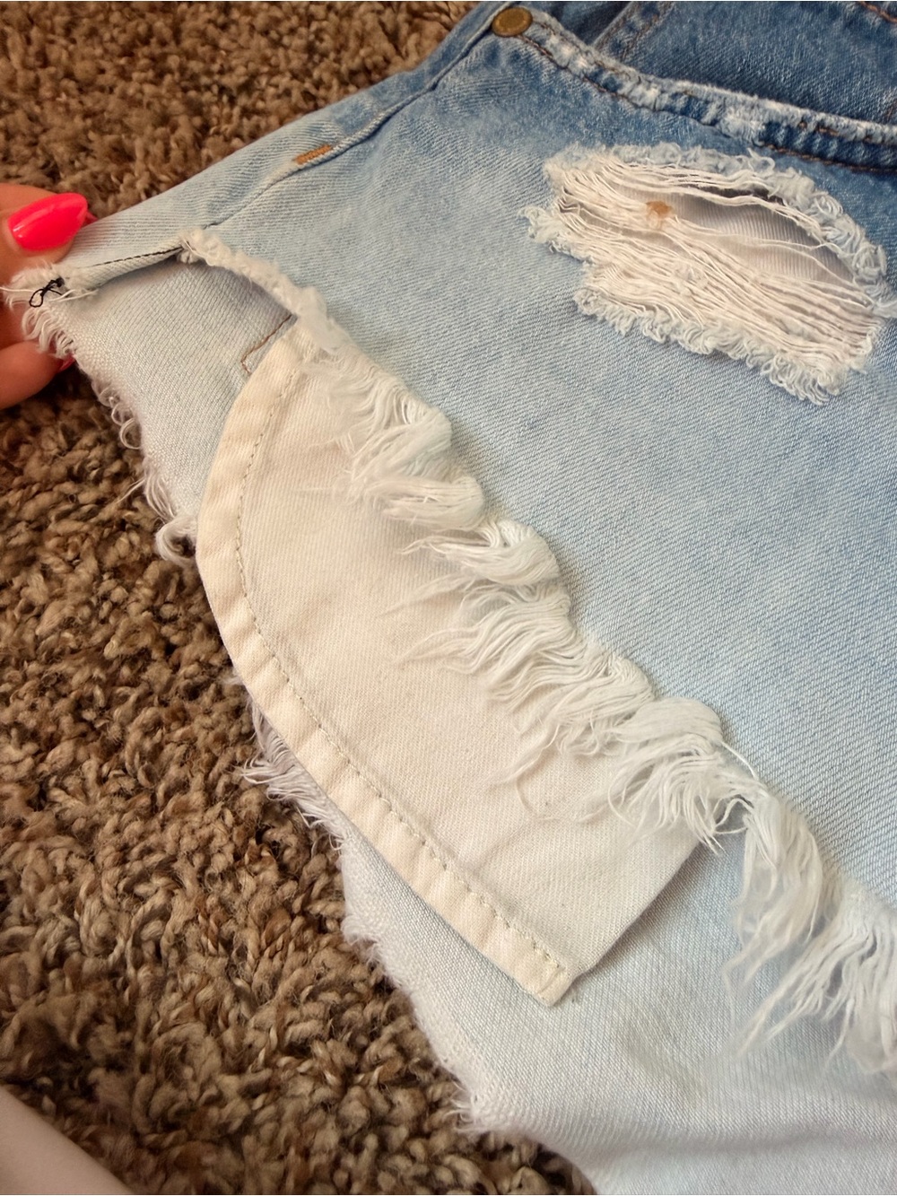 Ramy Brook Light Blue Ombre Frayed Denim Shorts - Picture 4 of 6